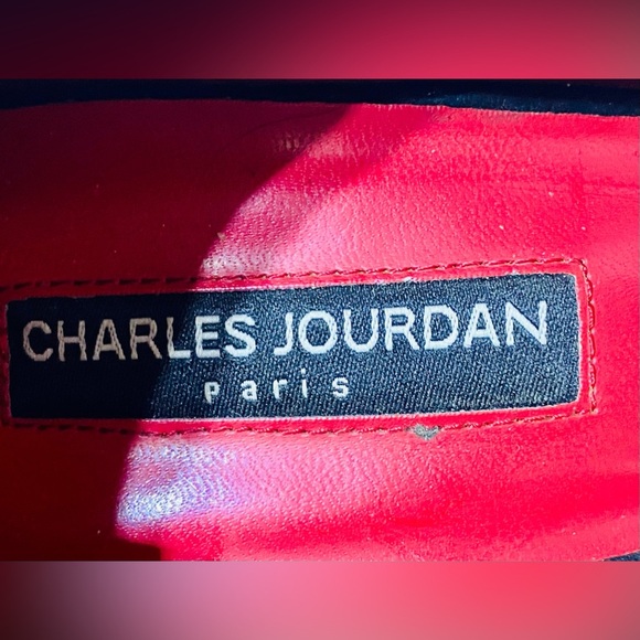 Charles Jourdan Black Leather Suede Open Toe Heels Size 8.5 - Picture 10 of 12